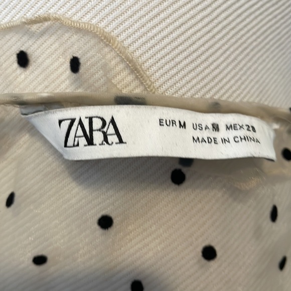 Shirt Zara sheer fabric size medium with ruffles and velvety polk a dots - Picture 5 of 6